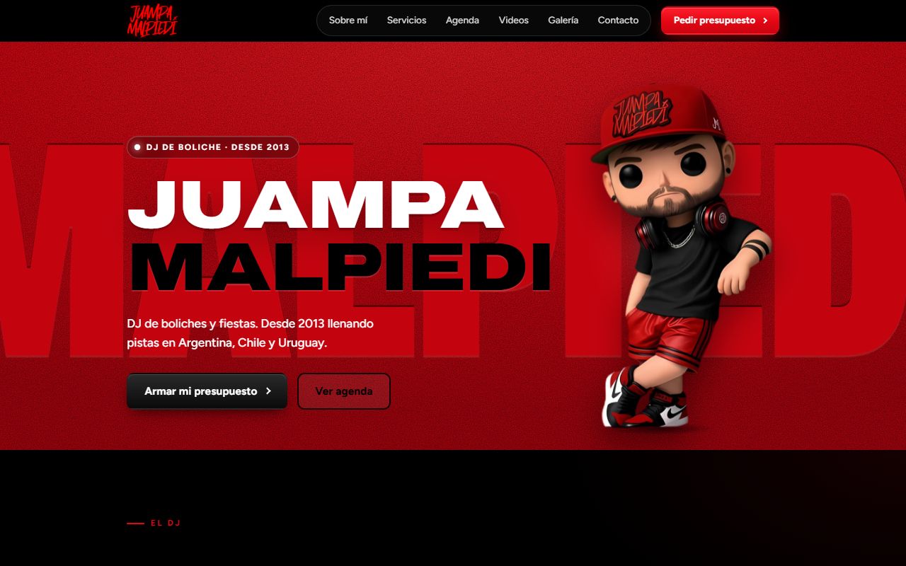 Portada de la web de Juampa Malpiedi, DJ